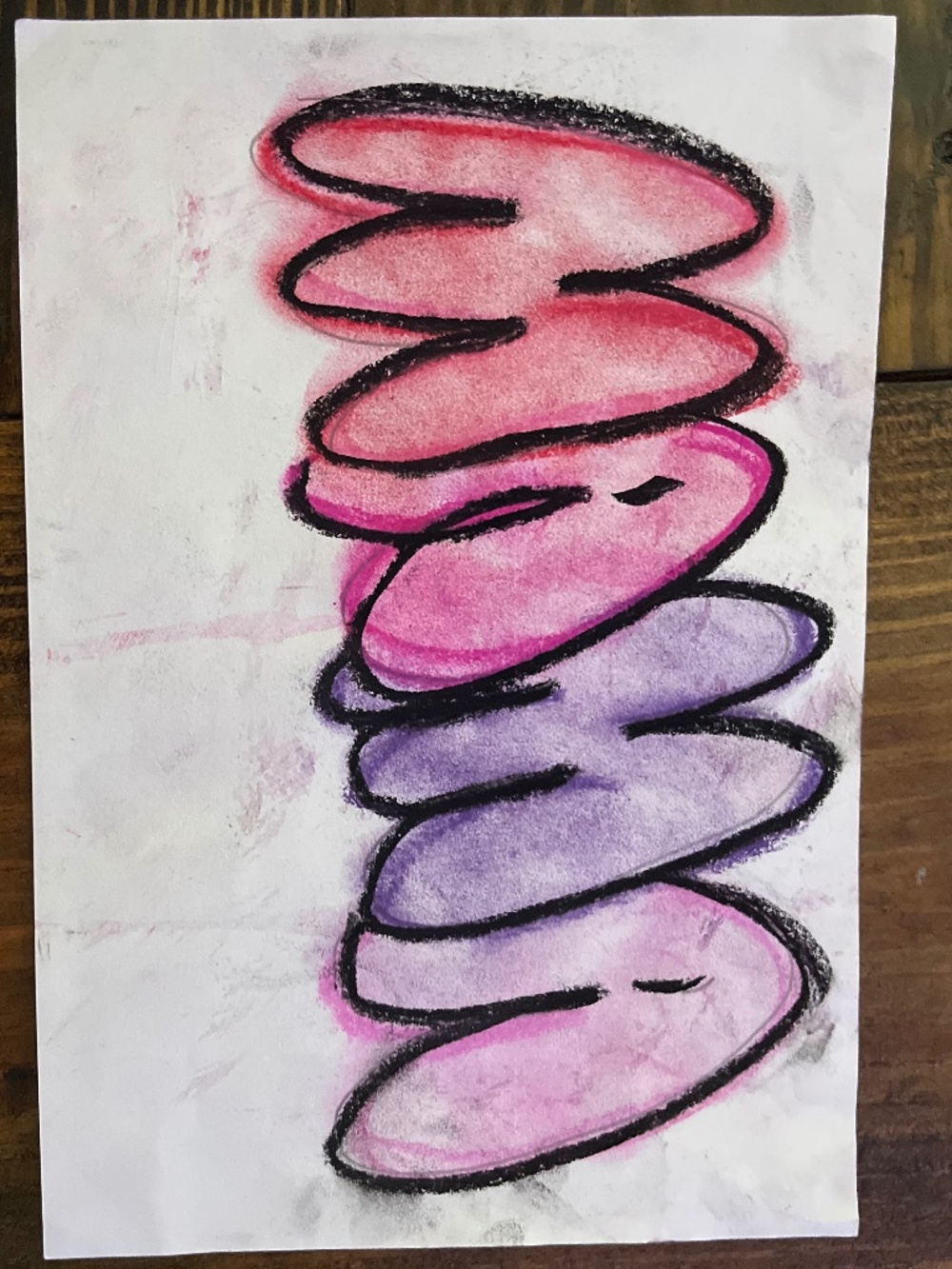 Hand drawn oil pastel drawing